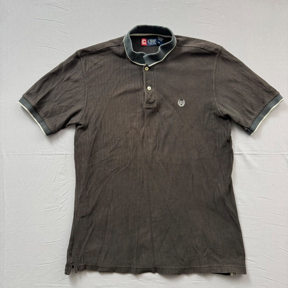 Chaps‎ Mens Brown Herringbone Textured Polo Shirt Short Sleeve Size M